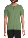 Saks Fifth Avenue Men's Triblend Short Sleeve Henley In Green