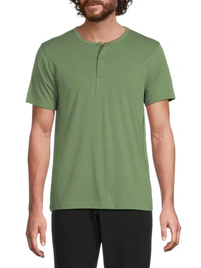 Saks Fifth Avenue Men's Triblend Short Sleeve Henley In Green
