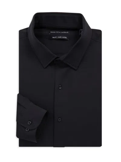 Saks Fifth Avenue Men's Trim Fit Dress Shirt In Black