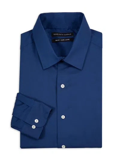 Saks Fifth Avenue Men's Trim Fit Dress Shirt In Estate Blue