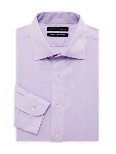 Saks Fifth Avenue Men's Trim Fit Solid Dress Shirt In Purple