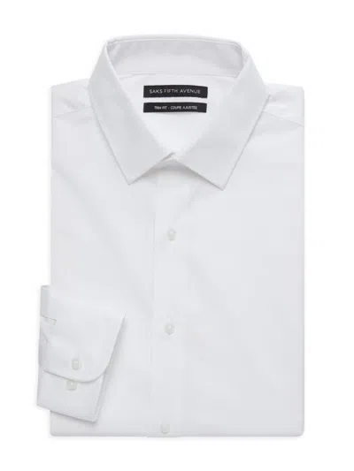 Saks Fifth Avenue Men's Trim Fit Solid Dress Shirt In White