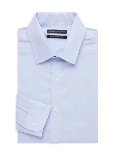 Saks Fifth Avenue Men's Trim Fit Striped Dress Shirt In Light Blue