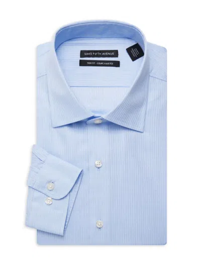 Saks Fifth Avenue Men's Trim Fit Striped Jacquard Dress Shirt In Light Blue