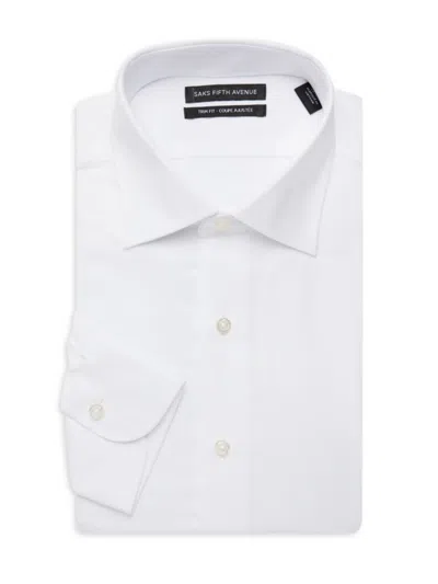 Saks Fifth Avenue Men's Trim Fit Striped Jacquard Dress Shirt In White