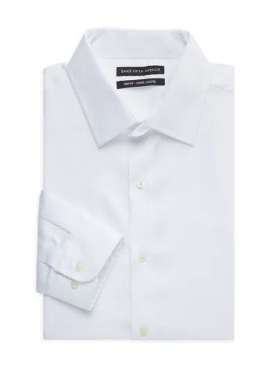 Saks Fifth Avenue Men's Trim Fit Twill Dress Shirt In White