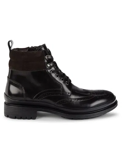Saks Fifth Avenue Men's Tyson Wingtip Brogue Leather Oxford Boots In Dark Brown