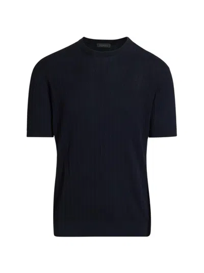 Saks Fifth Avenue Men's Waffle Crewneck Cotton T-shirt In Blue