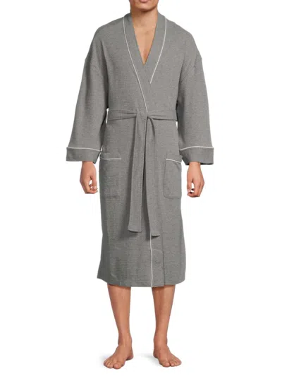 Saks Fifth Avenue Men's Waffle Knit Bath Robe In Fog