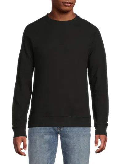 Saks Fifth Avenue Men's Waffle-knit Cotton-blend Sweatshirt In Black