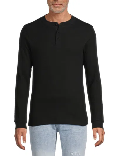 Saks Fifth Avenue Men's Waffle Knit Henley In Black