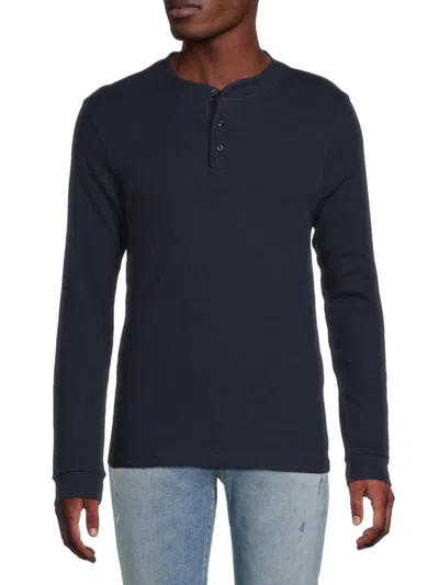 Saks Fifth Avenue Men's Waffle Knit Henley In Denim