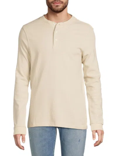 Saks Fifth Avenue Men's Waffle Knit Henley In Eggshell