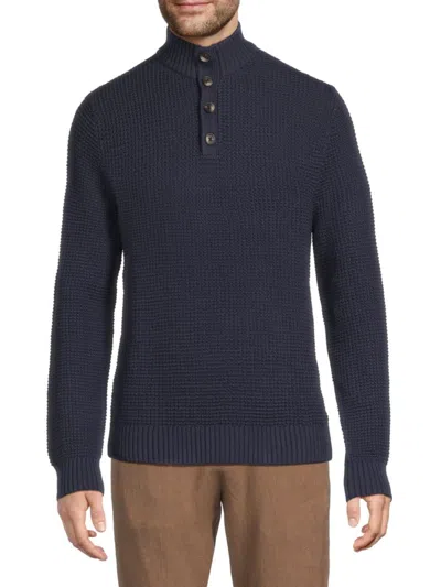 Saks Fifth Avenue Men's Waffle-knit Mock Turtleneck Sweater In Blue