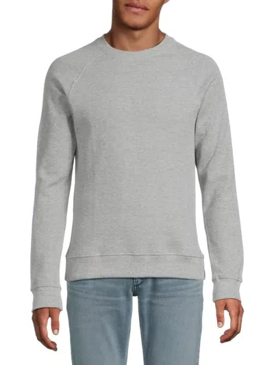 Saks Fifth Avenue Men's Waffle Knit Raglan Sleeve Sweatshirt In Heather Grey