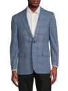 Saks Fifth Avenue Men's Windowpane Check Tailored-fit Blazer In Blue