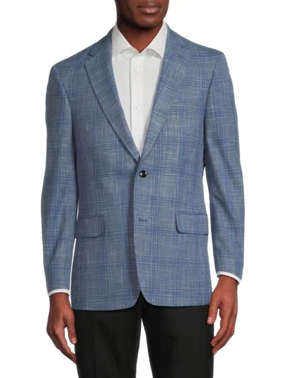 Saks Fifth Avenue Men's Windowpane Check Tailored-fit Blazer In Blue