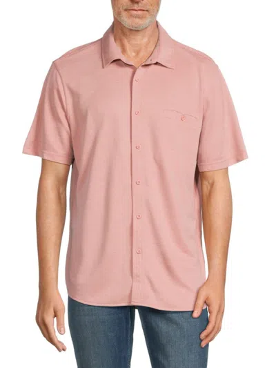 Saks Fifth Avenue Men's Wool Blend Short Sleeve Shirt In Apricot