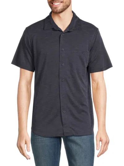 Saks Fifth Avenue Men's Wool Blend Short Sleeve Shirt In Navy