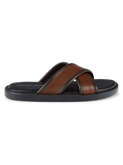 Saks Fifth Avenue Men's Yanni Leather Sandals In Dark Brown