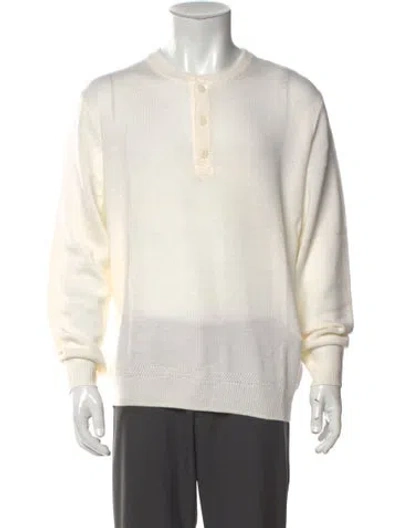 Pre-owned Saks Fifth Avenue Merino Wool Crew Neck Pullover W/ Tags In Neutral