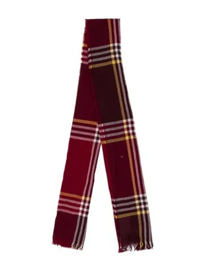 Pre-owned Saks Fifth Avenue Merino Wool Plaid Print Scarf W/ Tags In Red