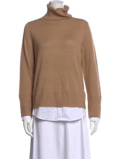 Pre-owned Saks Fifth Avenue Merino Wool Turtleneck Sweatshirt W/ Tags In Neutrals