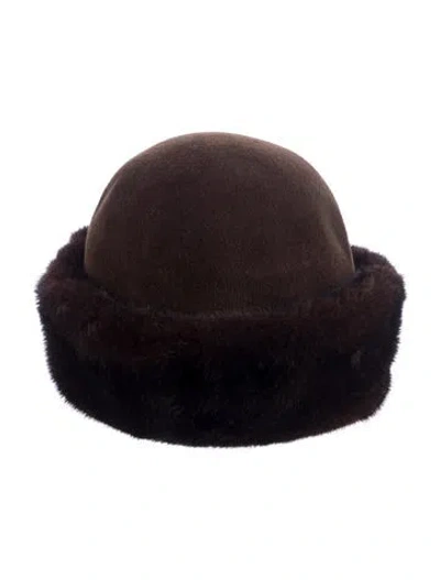 Pre-owned Saks Fifth Avenue Mink Bowler Hat In Brown