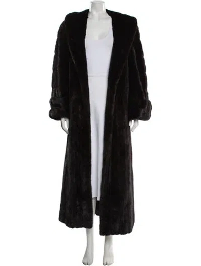 Pre-owned Saks Fifth Avenue Mink Faux Fur Coat In Black