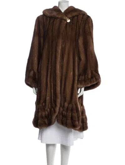 Pre-owned Saks Fifth Avenue Mink Fur Coat In Brown