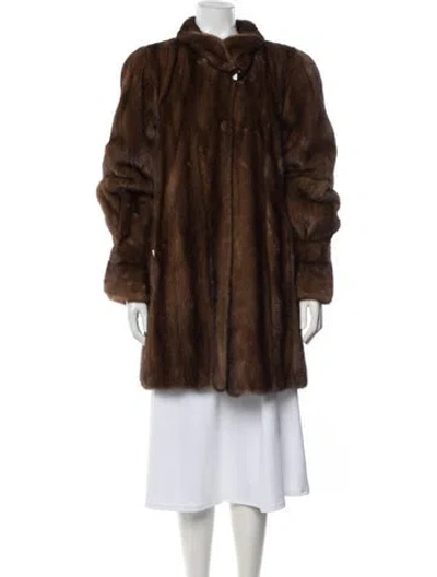 Pre-owned Saks Fifth Avenue Mink Fur Coat In Brown