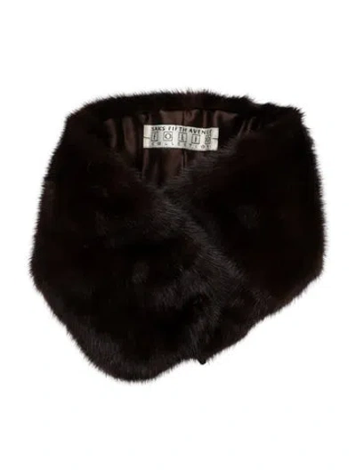 Pre-owned Saks Fifth Avenue Mink Fur Collar In Brown