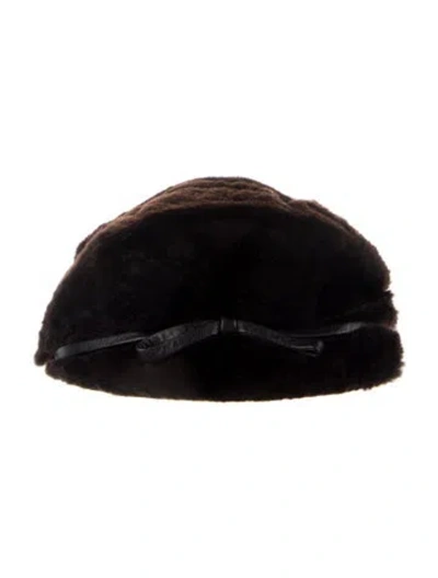 Pre-owned Saks Fifth Avenue Mink Fur Newsboy Hat In Brown