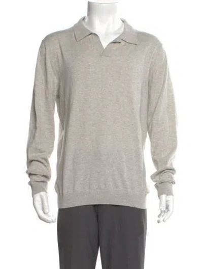 Pre-owned Saks Fifth Avenue Mock Neck Long Sleeve Polo Sweater In Gray