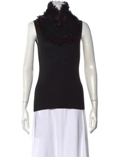 Pre-owned Saks Fifth Avenue Mock Neck Sleeveless Top In Blue