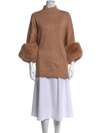 Pre-owned Saks Fifth Avenue Mock Neck Sweater W/ Tags In Brown