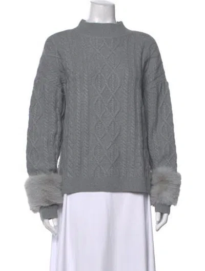 Pre-owned Saks Fifth Avenue Mock Neck Sweater W/ Tags In Grey