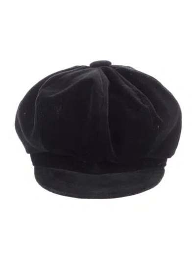 Pre-owned Saks Fifth Avenue Newsboy Hat In Black