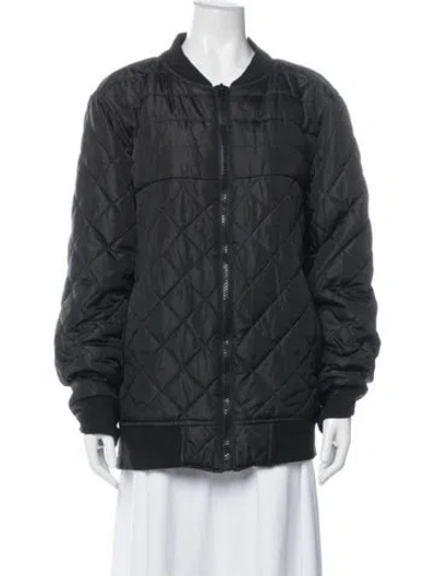 Pre-owned Saks Fifth Avenue Nylon Bomber Jacket In Black