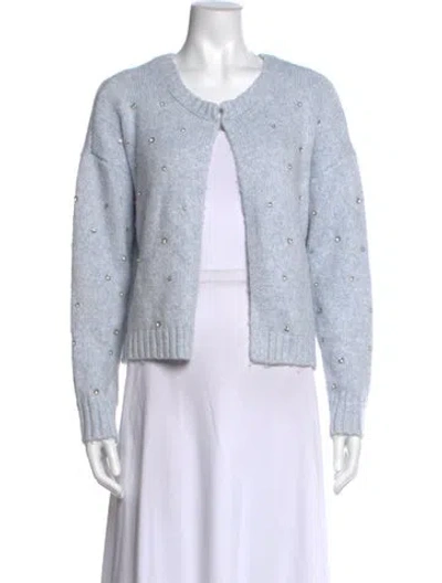 Pre-owned Saks Fifth Avenue Open Front Sweater In Blue/white