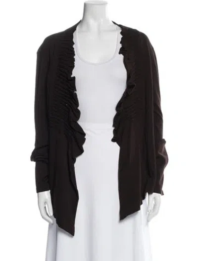 Pre-owned Saks Fifth Avenue Open Front Sweater In Brown