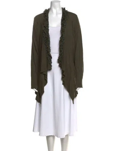 Pre-owned Saks Fifth Avenue Open Front Sweater In Green