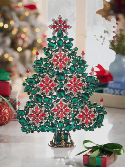 Saks Fifth Avenue Opulent Crystal Christmas Tree Decoration In Green