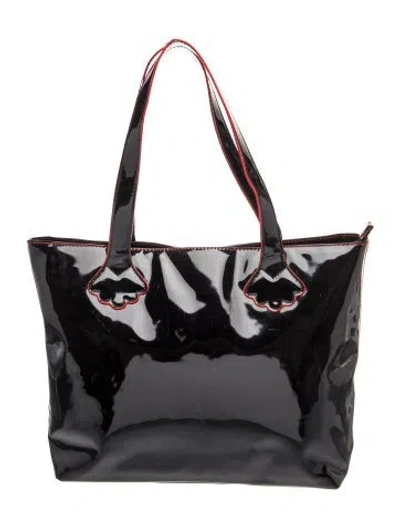 Pre-owned Saks Fifth Avenue Patent Leather Top Handle Bag In Black