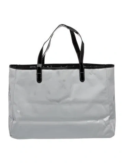 Pre-owned Saks Fifth Avenue Patent Leather Tote In Gray