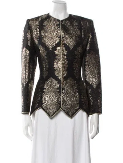 Pre-owned Saks Fifth Avenue Patterned Evening Jacket In Gold