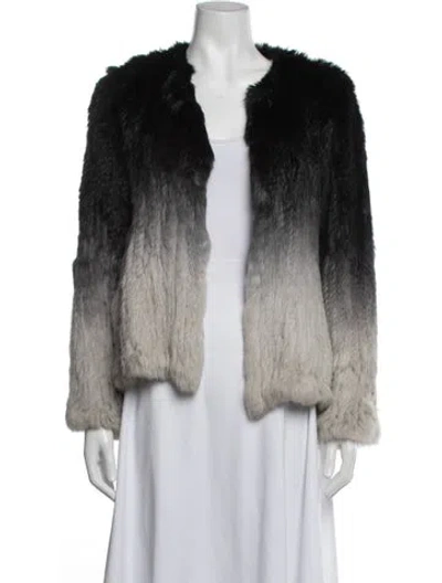 Pre-owned Saks Fifth Avenue Patterned Faux Fur Jacket In Black