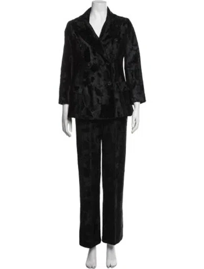 Pre-owned Saks Fifth Avenue Patterned Pantsuit In Black