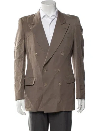 Pre-owned Saks Fifth Avenue Peacoat In Brown