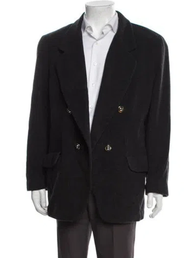 Pre-owned Saks Fifth Avenue Peacoat In Gray